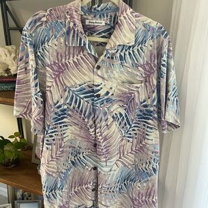 Tommy Bahama Men's Leaf Print Shirt - Blue and Purple